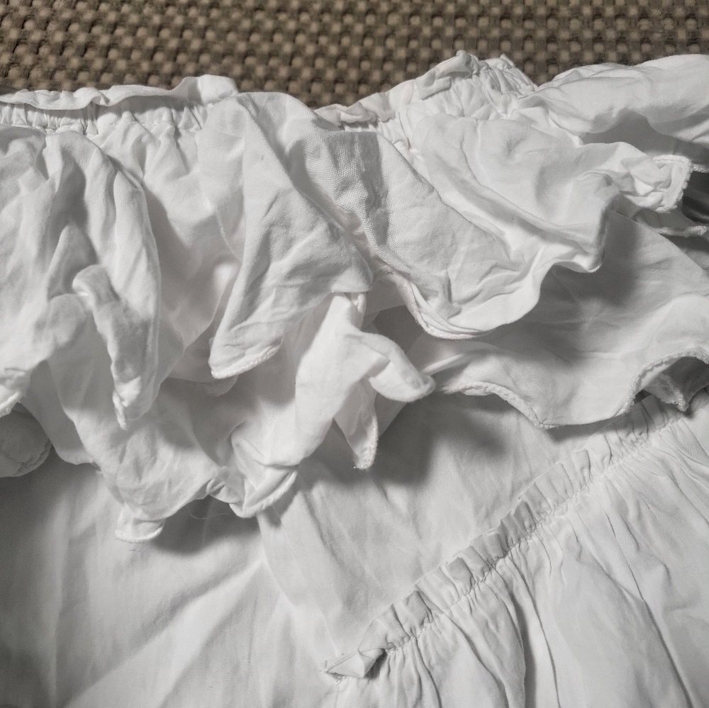 Free People  White Ruffle Mini Dress S - Picture 13 of 14